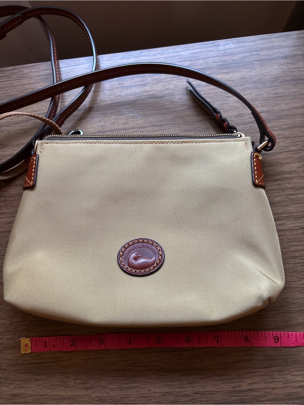 Dooney & Bourke Beige Crossbody with Brown Leather Trim